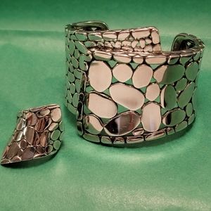 John Hardy Kali Pebble Sterling Cuff Bracelet & Ring Set. VINTAGE & BEAUTIFUL ❤️